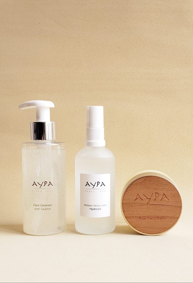 Hydrating routine kit with hydrosol, cleanser and raw balm